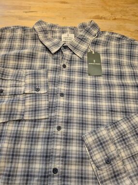 Mutual Weave 5XL Tall, Men’s Blue Plaid Casual Button-Down Shirt 3529